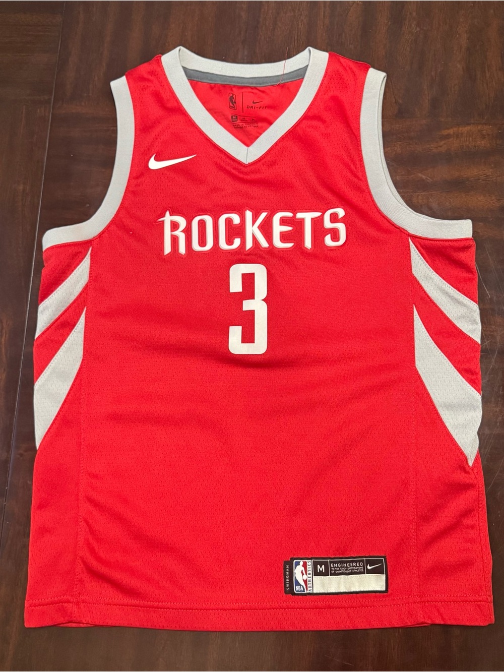 Nike Red Rockets #3 Basketball Jersey with Gray Accents